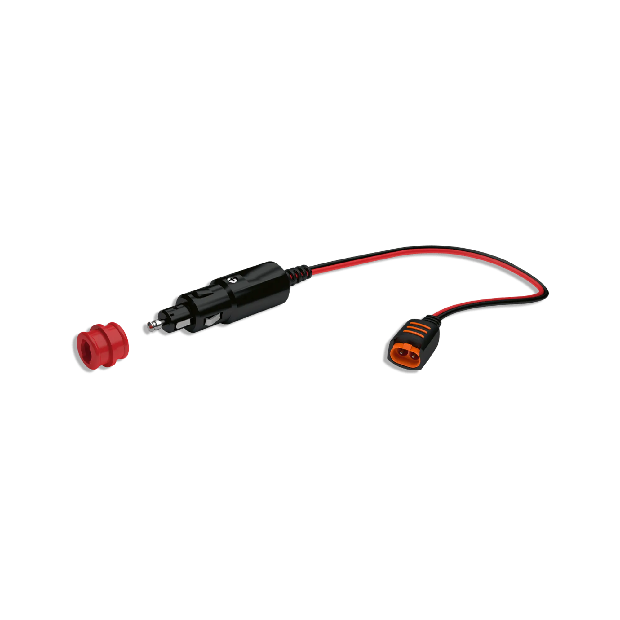 CTEK's CONNECT CIG PLUG: a black 12-volt accessory plug on a short red and black lead ending in an orange quick-connect, with a red sleeve beside the plug.